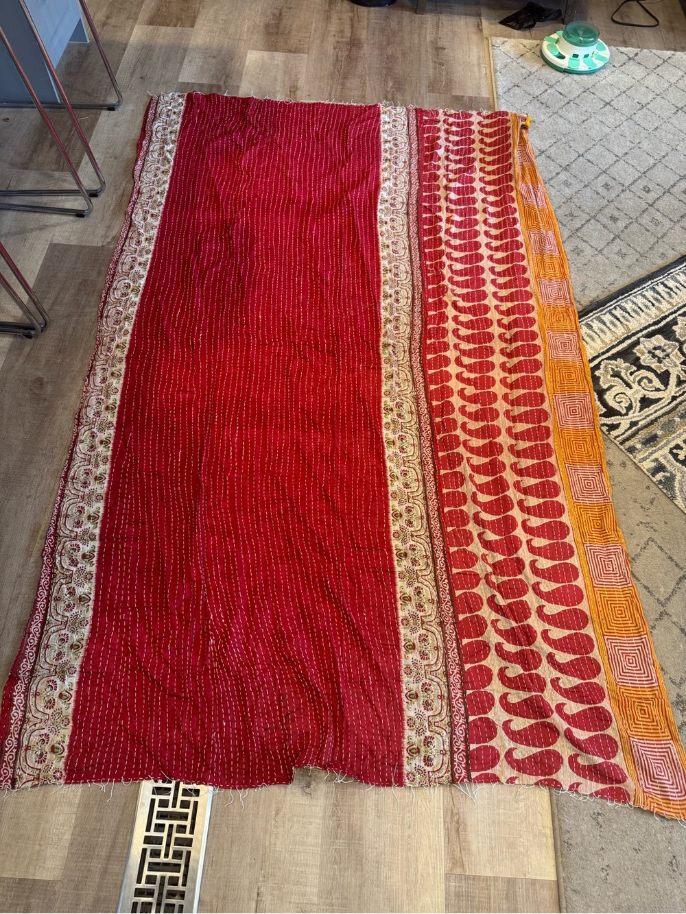 Vintage Kantha Quilt Throw- Hand Stitched from Sari Quilt - Multiple patterns